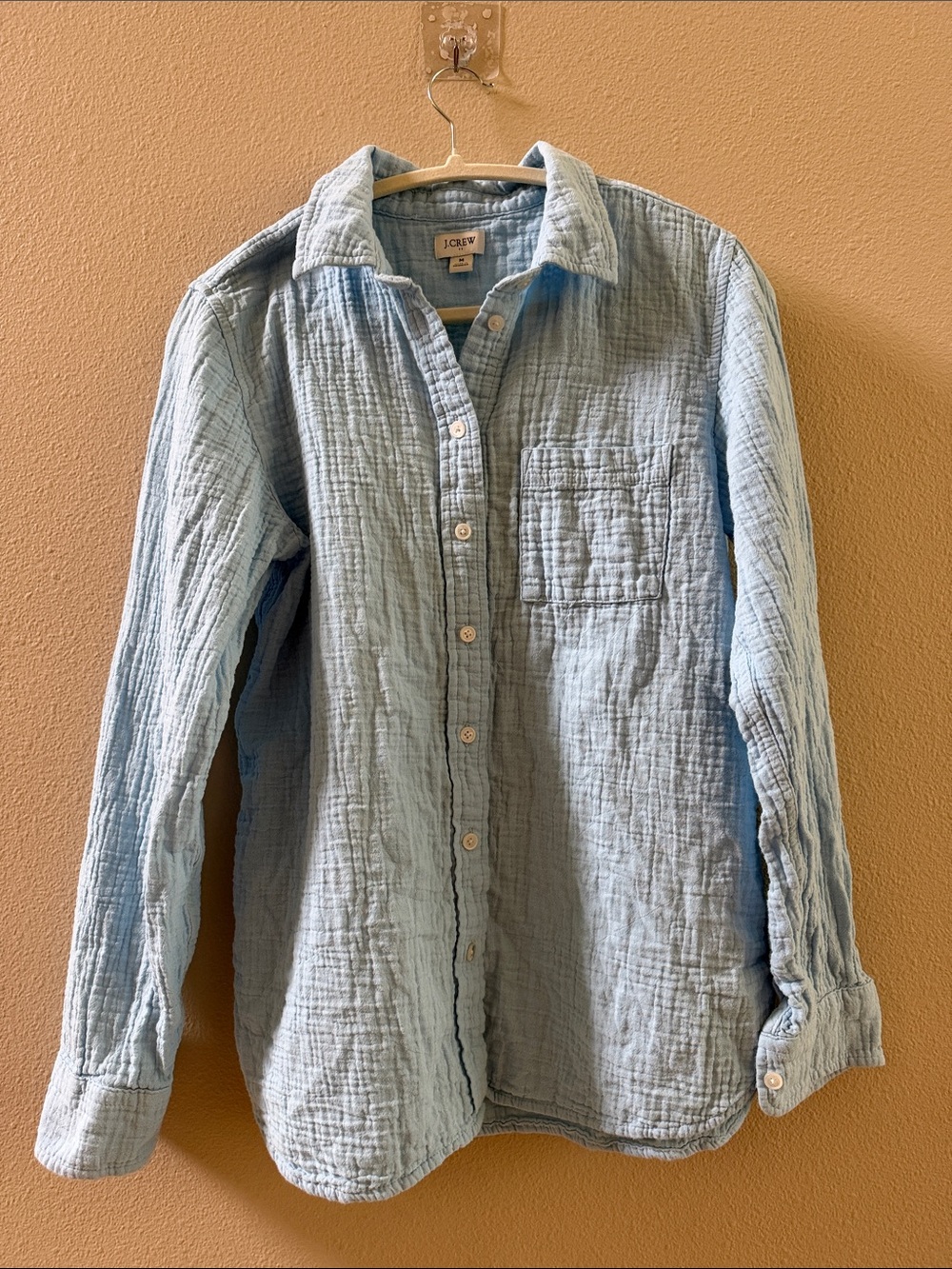 J. Crew Light Blue Cotton Crinkle Gauze Button-Down Shirt